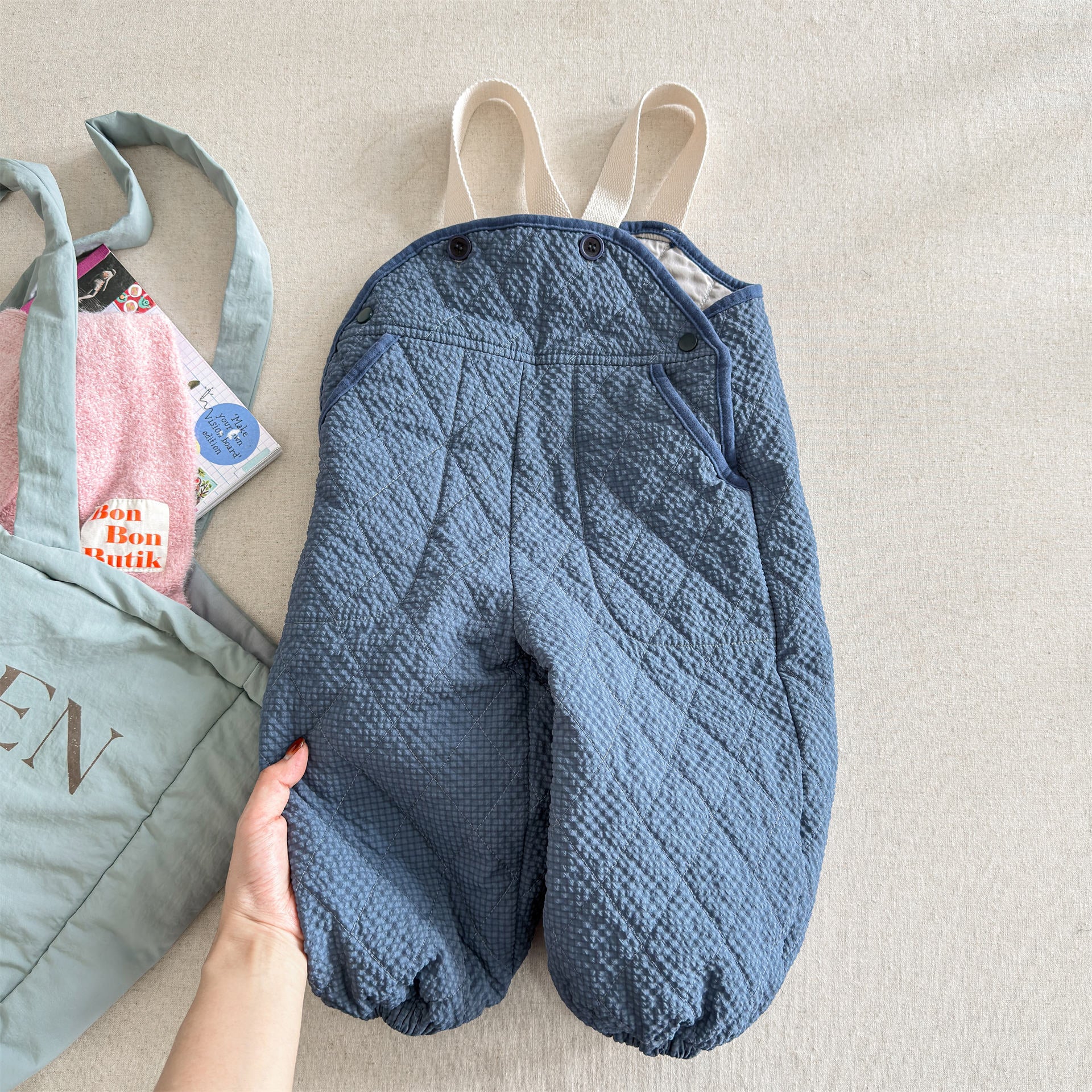 サロペットパンツ・サスペンダーパンツ キルトサロペットオーバーオール 防寒 サスペンダーパンツ【mh0011910】