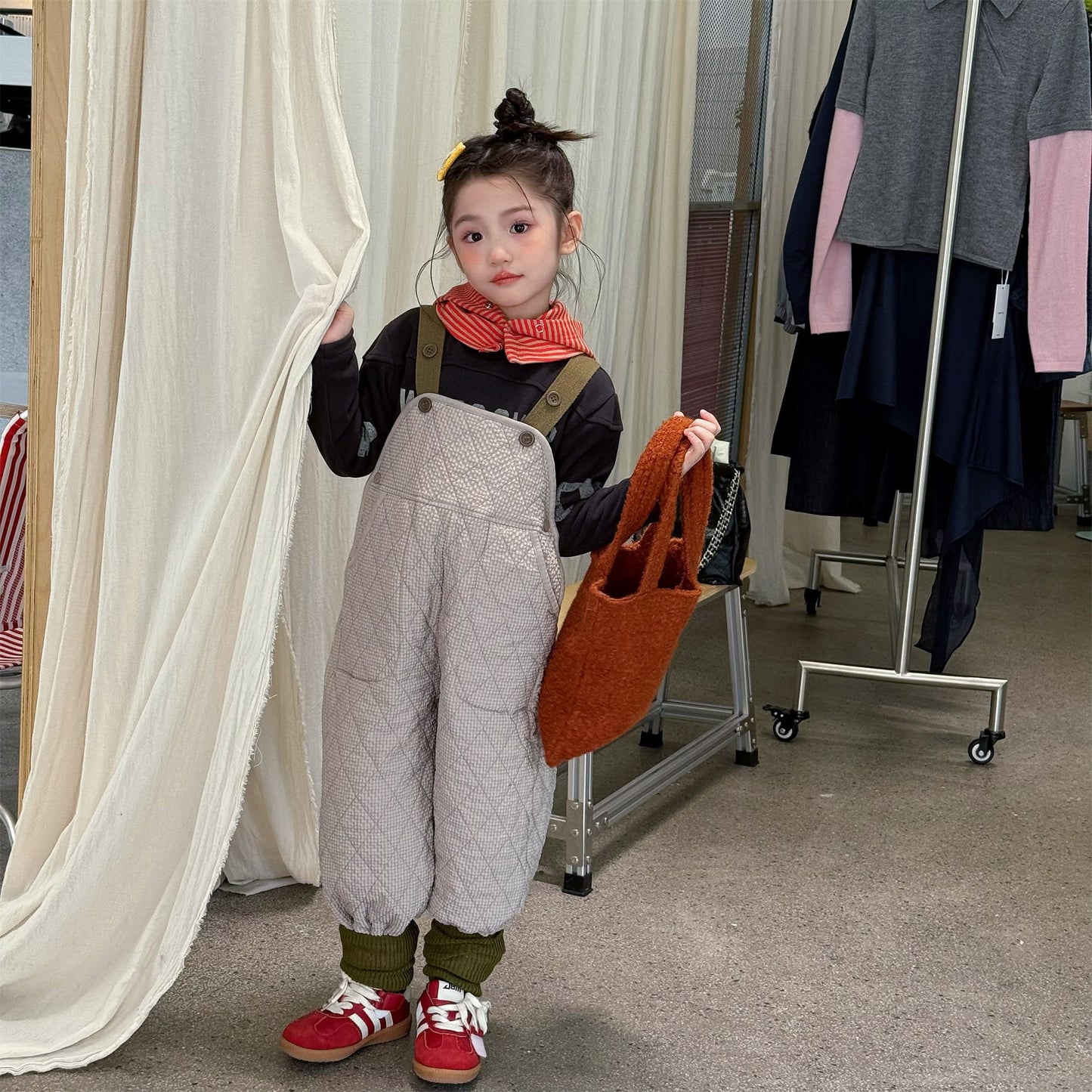 サロペットパンツ・サスペンダーパンツ キルトサロペットオーバーオール 防寒 サスペンダーパンツ【mh0011910】