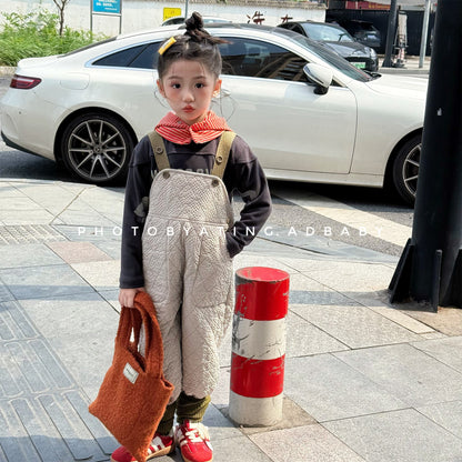 サロペットパンツ・サスペンダーパンツ キルトサロペットオーバーオール 防寒 サスペンダーパンツ【mh0011910】