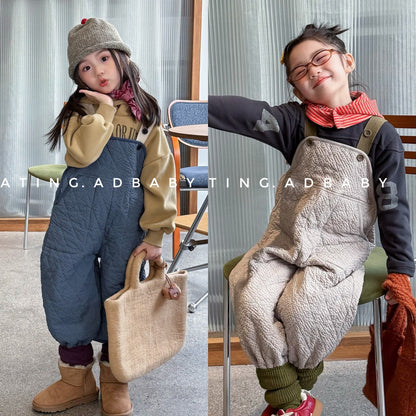 サロペットパンツ・サスペンダーパンツ キルトサロペットオーバーオール 防寒 サスペンダーパンツ【mh0011910】