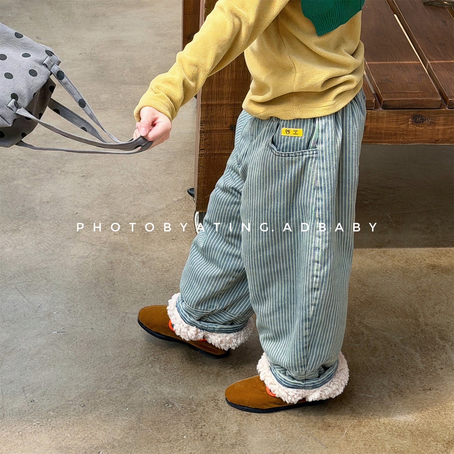 デニムパンツ 裏ボアデニムパンツ ストライプ 暖パン ジーンズ【mh0011914】