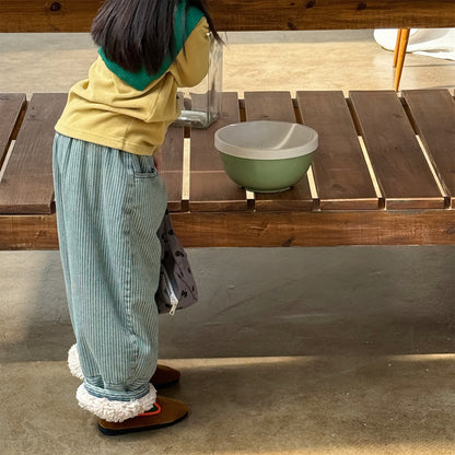 デニムパンツ 裏ボアデニムパンツ ストライプ 暖パン ジーンズ【mh0011914】