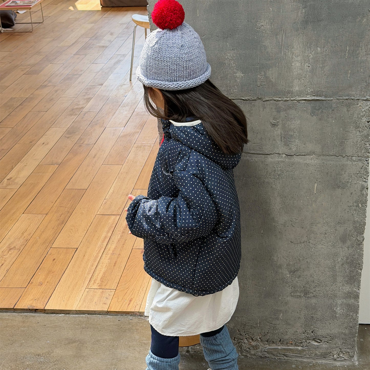 ショートコート・ジャケット・ジャンパー 中綿フーディブルゾンジャケット 無地/ドット アウターコート【mh0011915】