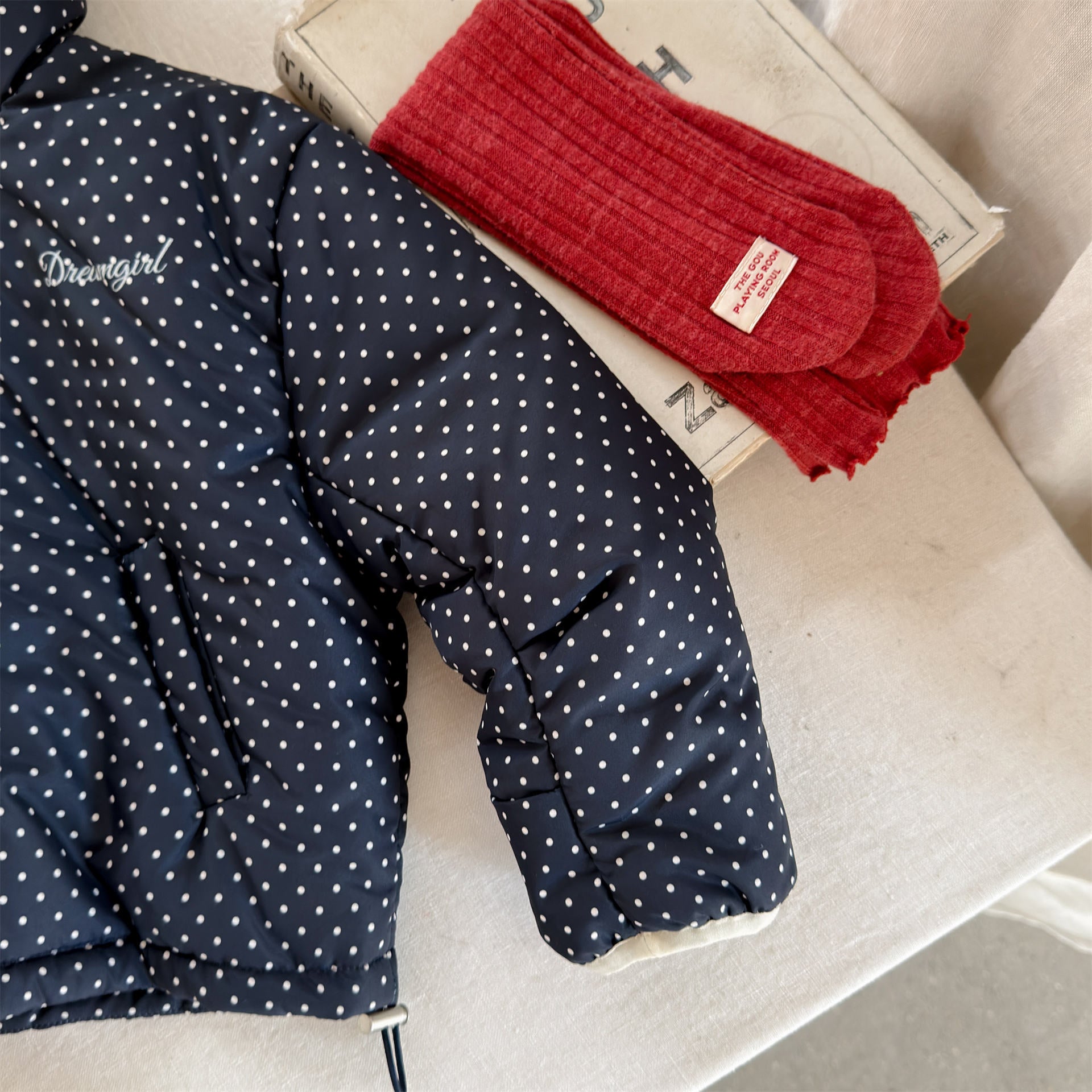 ショートコート・ジャケット・ジャンパー 中綿フーディブルゾンジャケット 無地/ドット アウターコート【mh0011915】