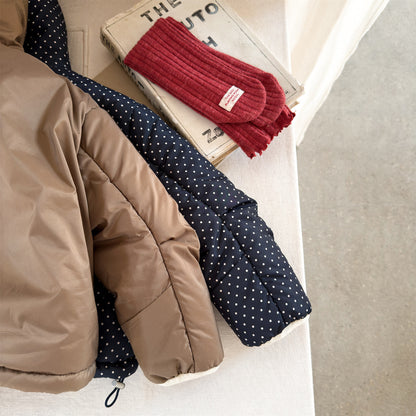 ショートコート・ジャケット・ジャンパー 中綿フーディブルゾンジャケット 無地/ドット アウターコート【mh0011915】