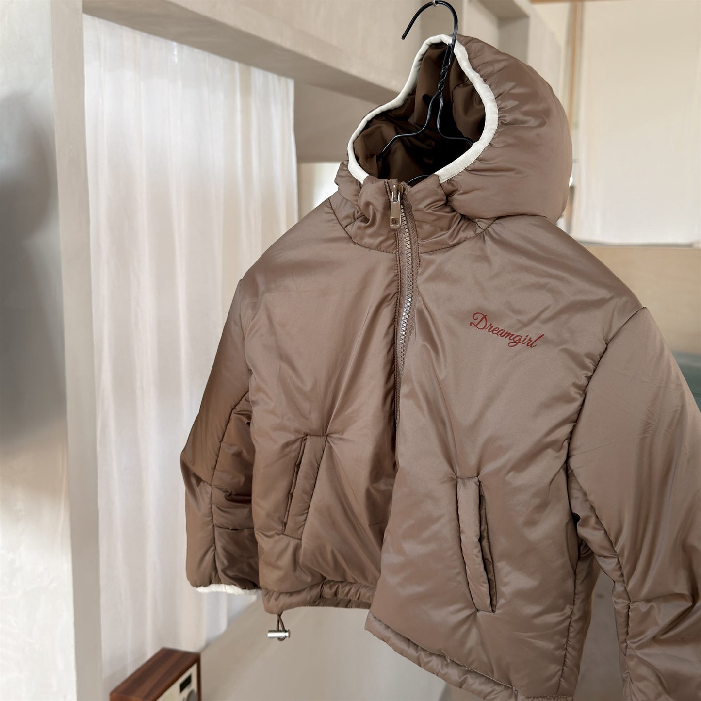 ショートコート・ジャケット・ジャンパー 中綿フーディブルゾンジャケット 無地/ドット アウターコート【mh0011915】