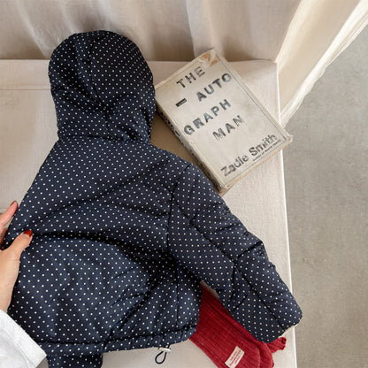 ショートコート・ジャケット・ジャンパー 中綿フーディブルゾンジャケット 無地/ドット アウターコート【mh0011915】