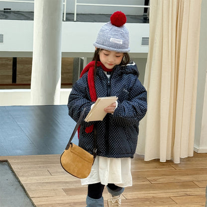 ショートコート・ジャケット・ジャンパー 中綿フーディブルゾンジャケット 無地/ドット アウターコート【mh0011915】