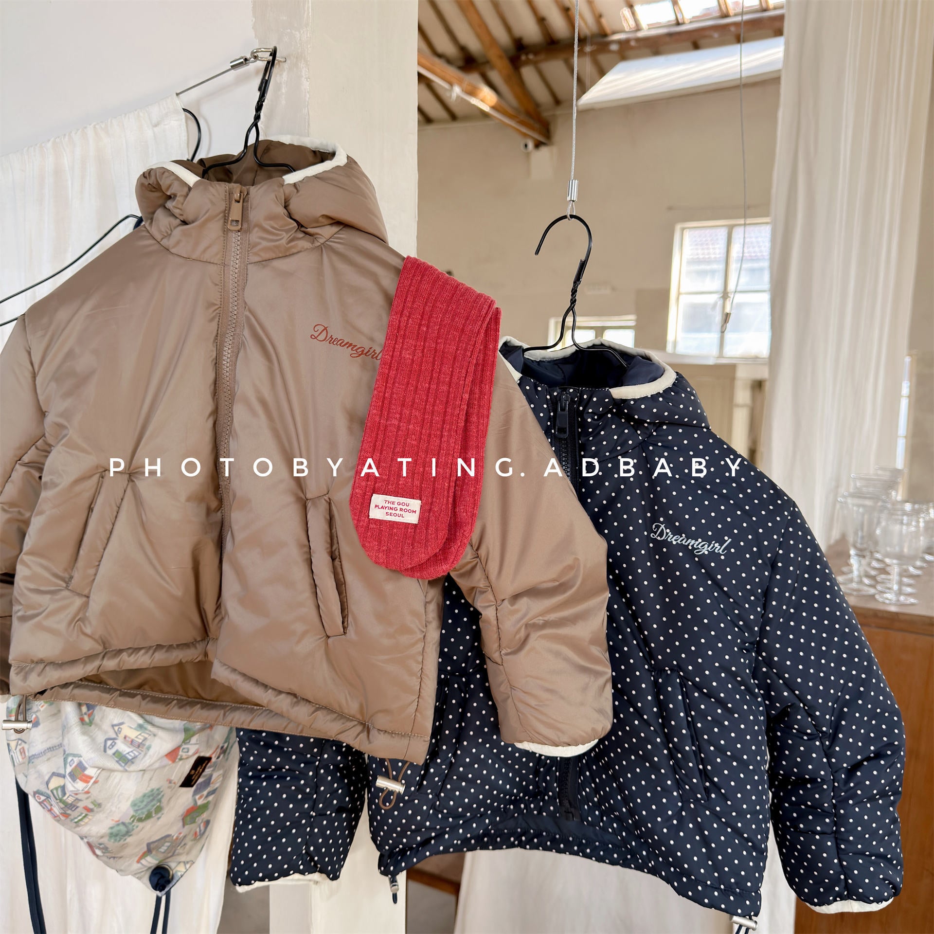 ショートコート・ジャケット・ジャンパー 中綿フーディブルゾンジャケット 無地/ドット アウターコート【mh0011915】