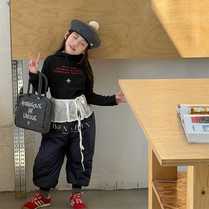 ロングパンツ・スウェットパンツ 中綿防寒パンツ ジョガーパンツ 暖パン ロゴプリント【mh0011916】