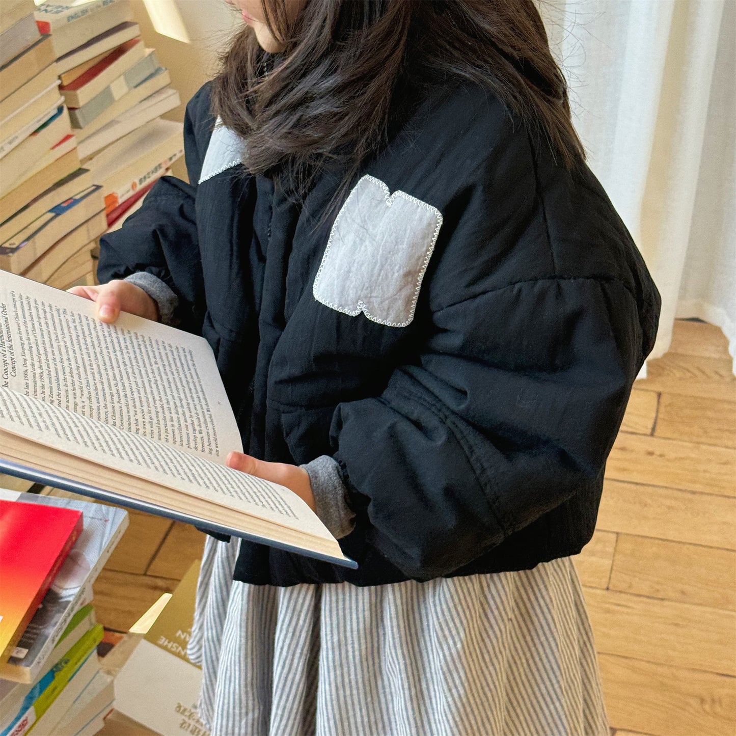 ショートコート・ジャケット・ジャンパー パッチワークブルゾン 中綿ジャケット コート【mh0011918】