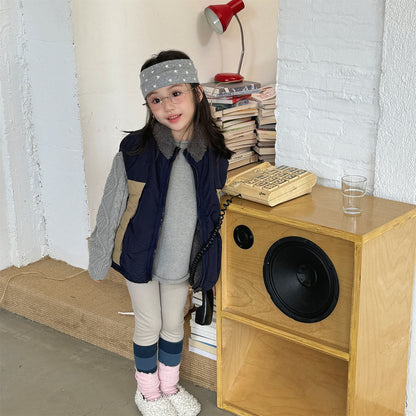 ベスト パッチワークベスト 裏ボアフリース スタンドカラー【mh0011920】