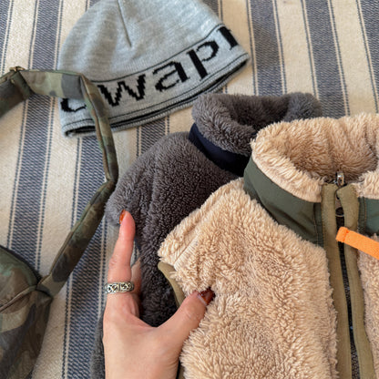 ベスト パッチワークベスト 裏ボアフリース スタンドカラー【mh0011920】