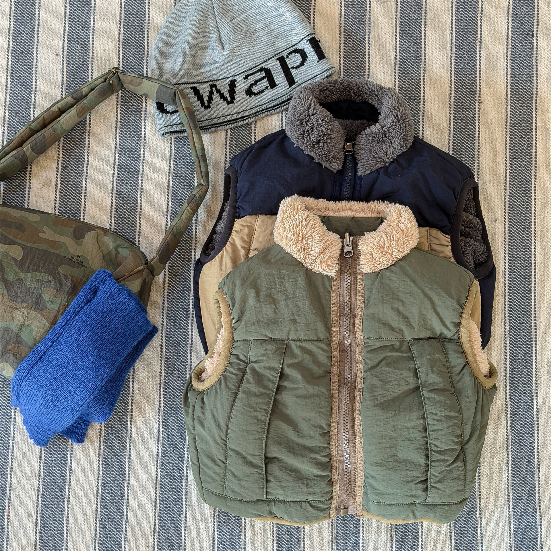 ベスト パッチワークベスト 裏ボアフリース スタンドカラー【mh0011920】