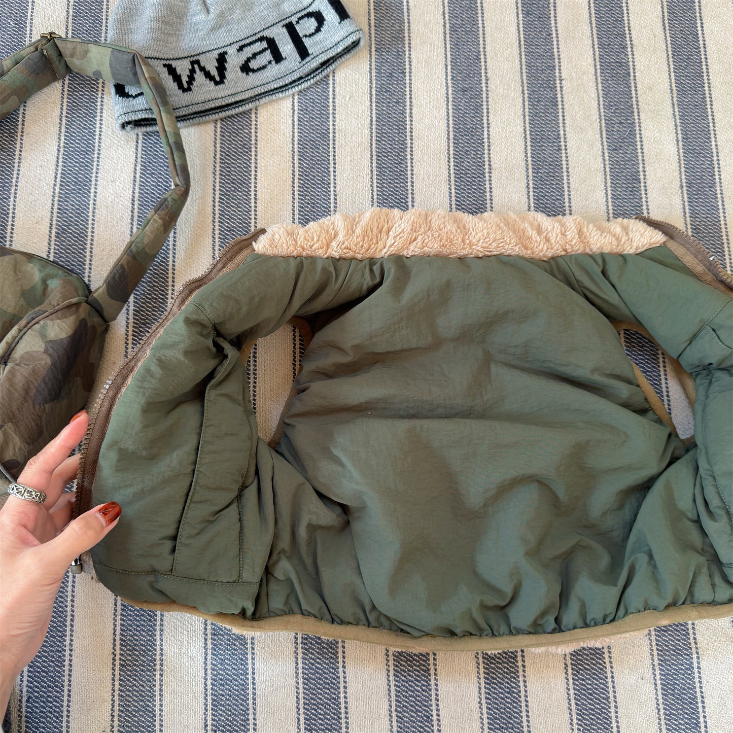 ベスト パッチワークベスト 裏ボアフリース スタンドカラー【mh0011920】