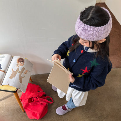 カーディガン・パーカー ニットカーディガン 厚手 カラフルスター 星 セーター【mh0011921】