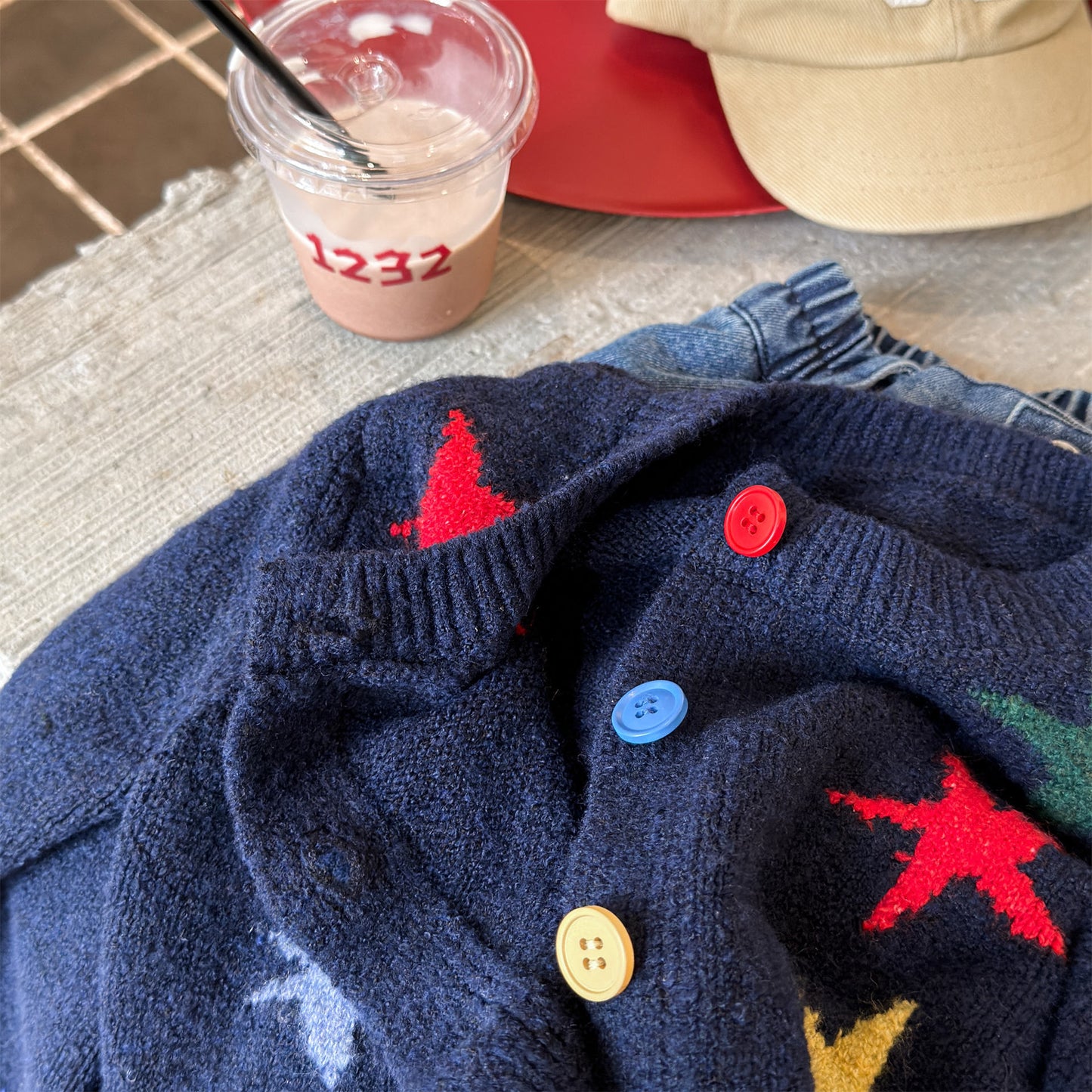 カーディガン・パーカー ニットカーディガン 厚手 カラフルスター 星 セーター【mh0011921】