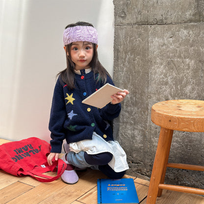 カーディガン・パーカー ニットカーディガン 厚手 カラフルスター 星 セーター【mh0011921】