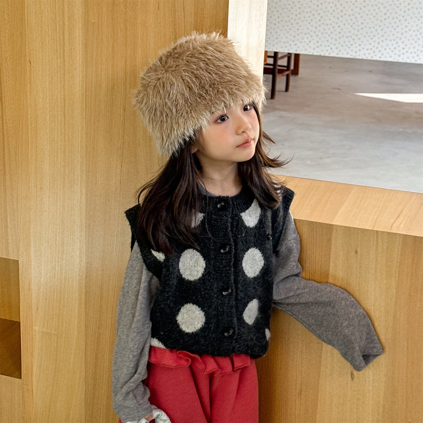 ベスト ニットベスト コインドット 水玉 前あき【mh0011922】