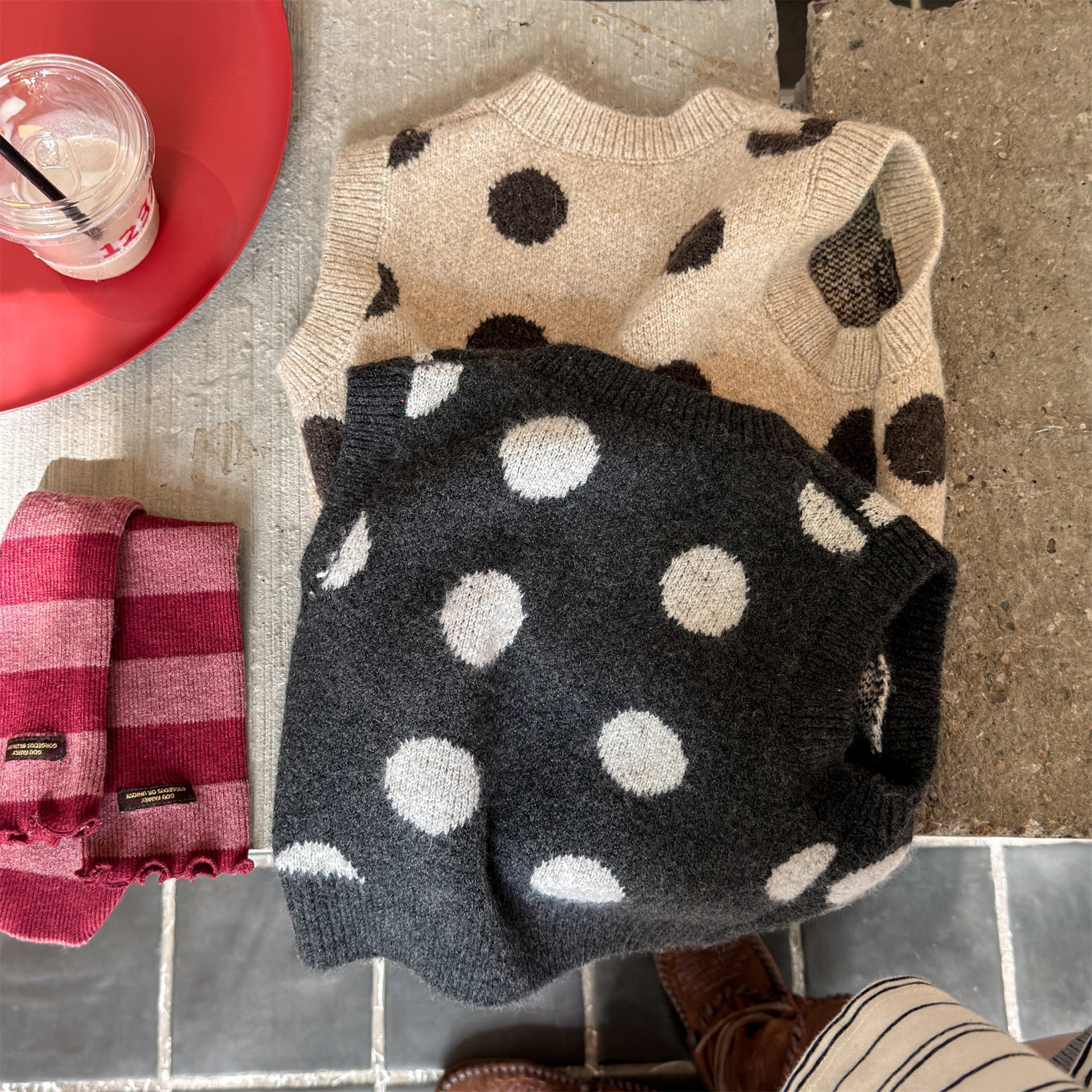 ベスト ニットベスト コインドット 水玉 前あき【mh0011922】