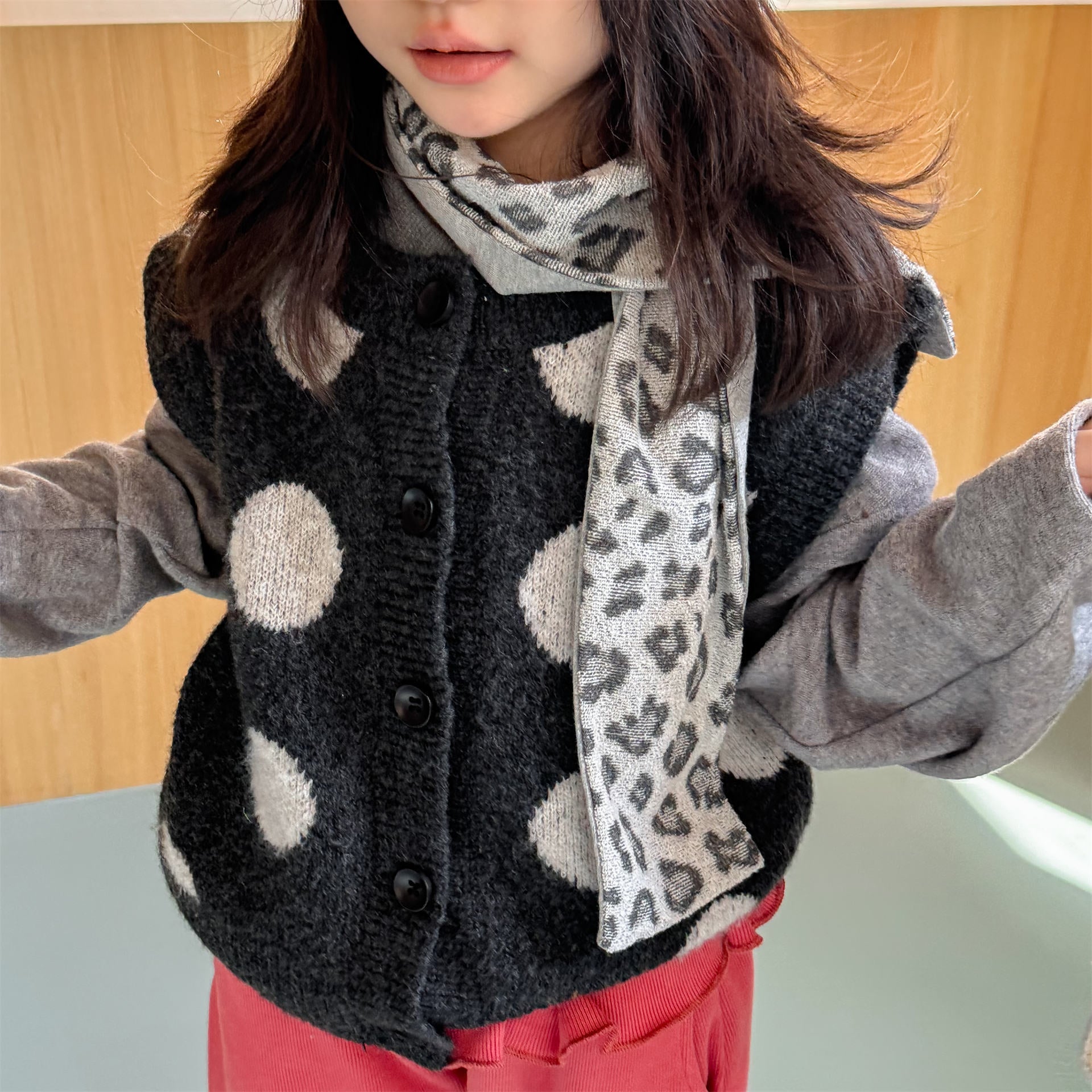 ベスト ニットベスト コインドット 水玉 前あき【mh0011922】