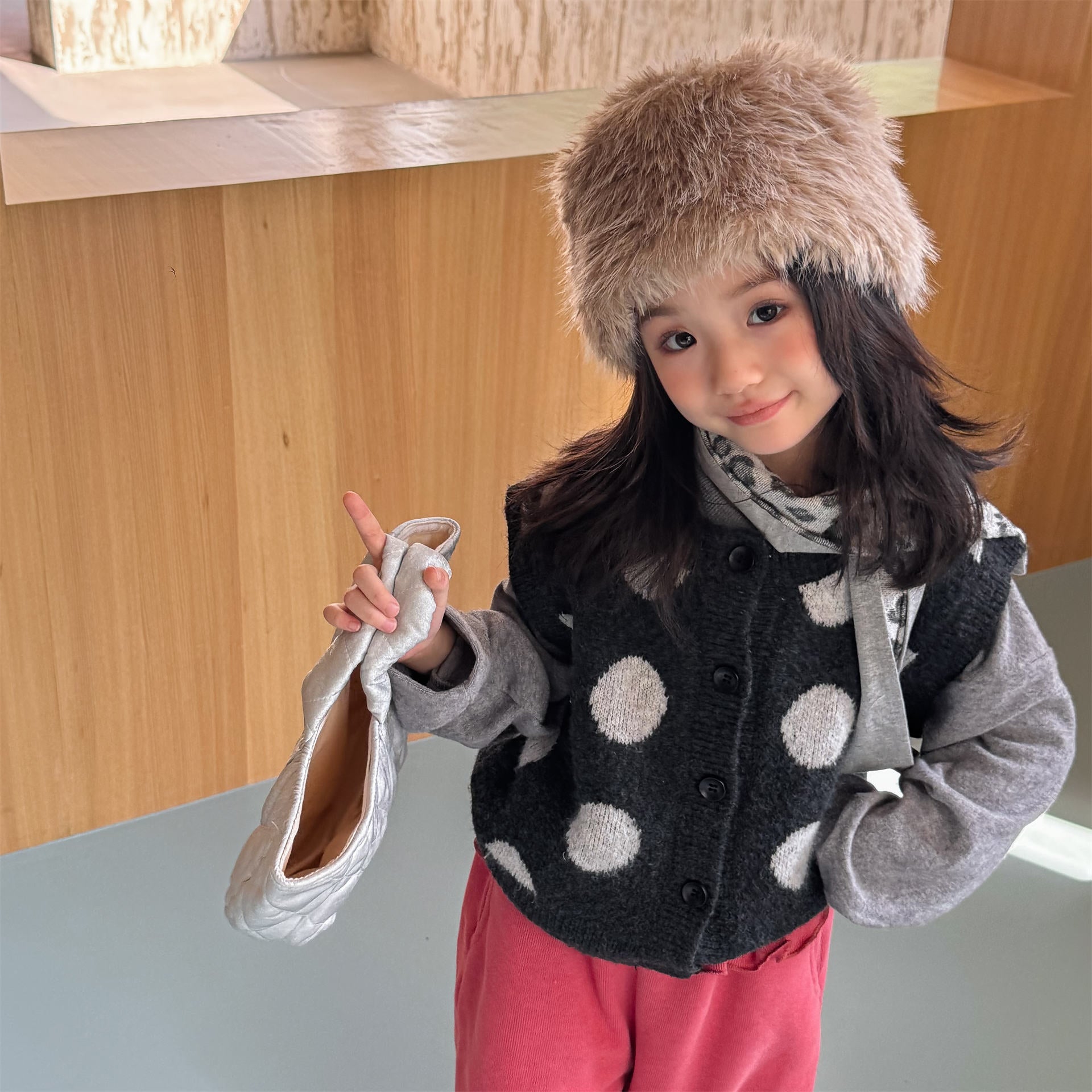 ベスト ニットベスト コインドット 水玉 前あき【mh0011922】