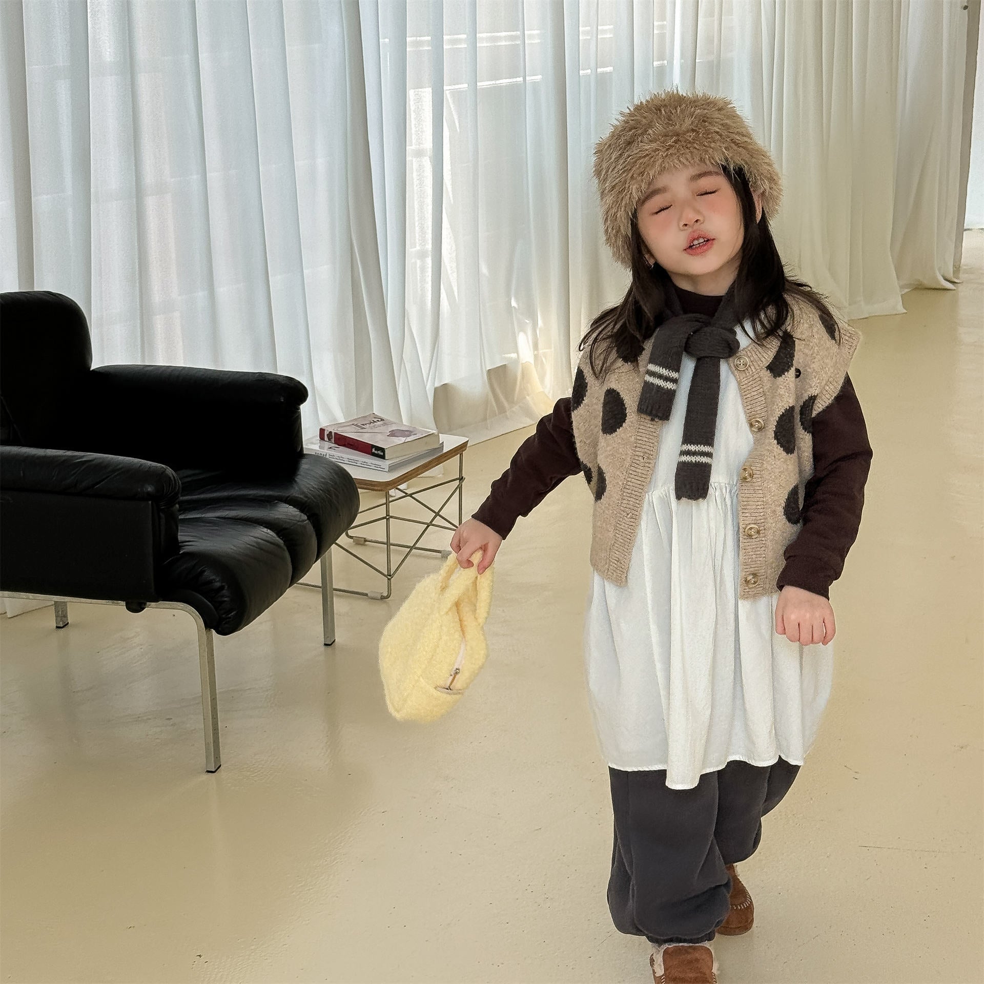 ベスト ニットベスト コインドット 水玉 前あき【mh0011922】