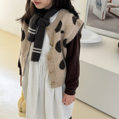 ベスト ニットベスト コインドット 水玉 前あき【mh0011922】