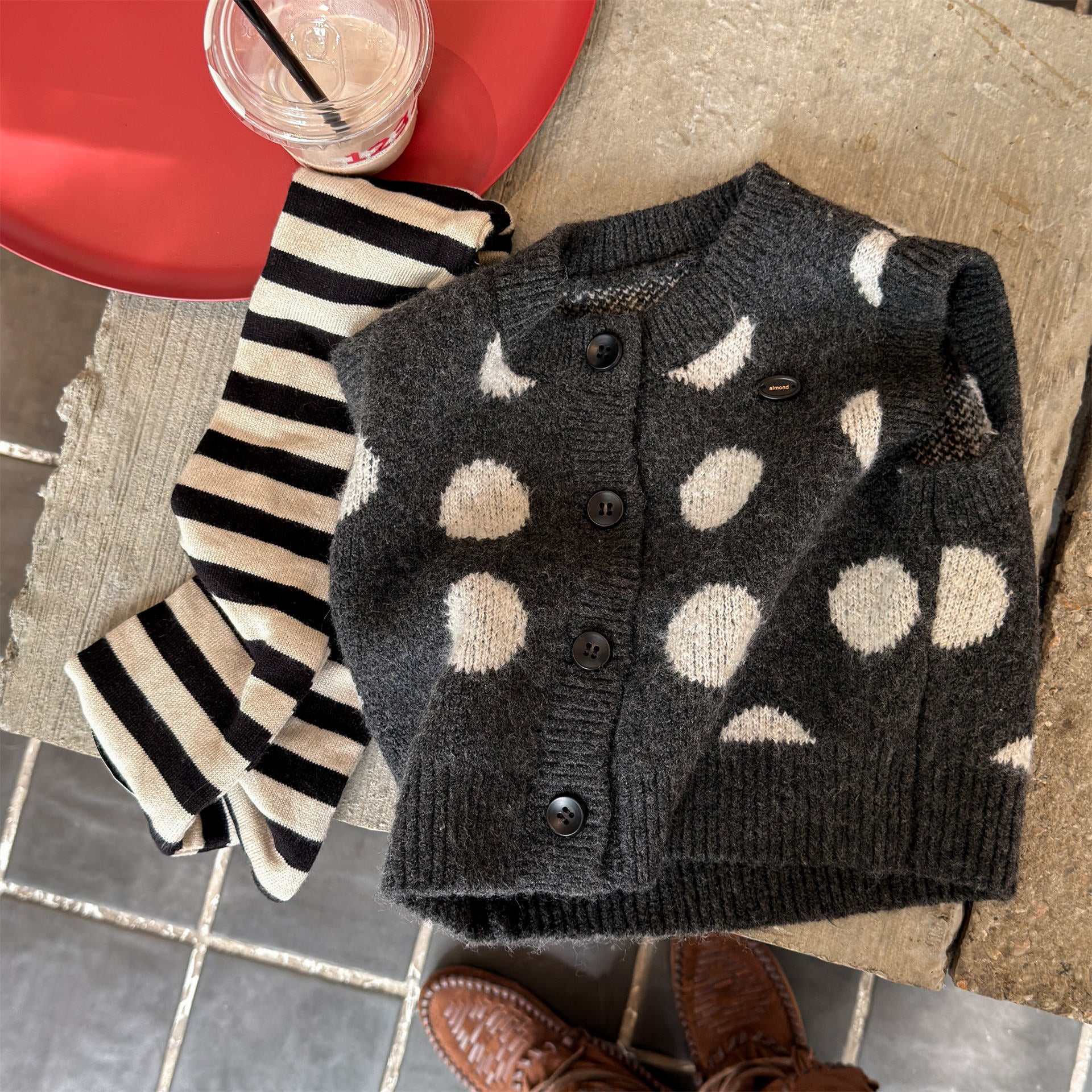 ベスト ニットベスト コインドット 水玉 前あき【mh0011922】