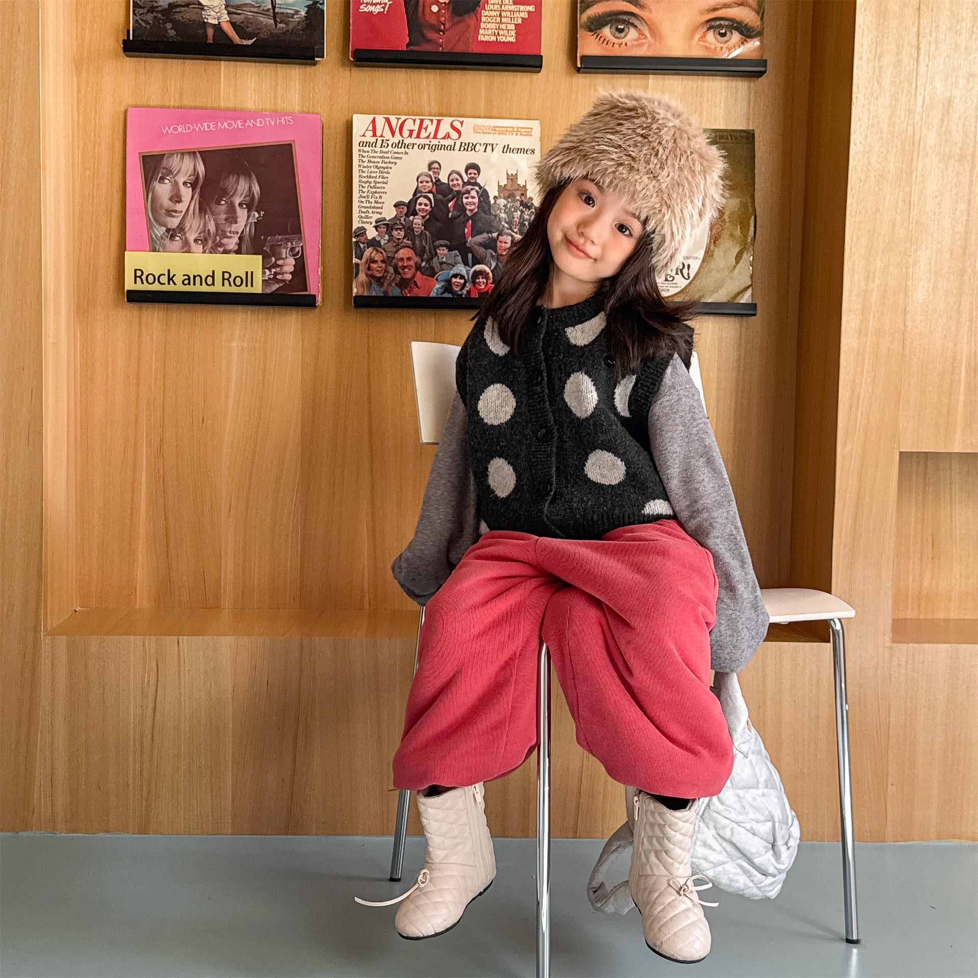 ベスト ニットベスト コインドット 水玉 前あき【mh0011922】