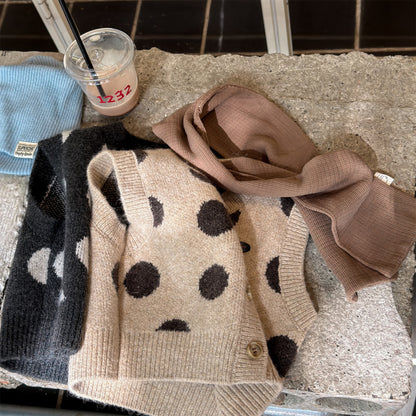 ベスト ニットベスト コインドット 水玉 前あき【mh0011922】