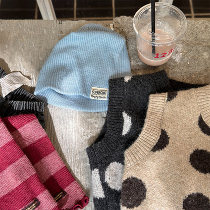 ベスト ニットベスト コインドット 水玉 前あき【mh0011922】