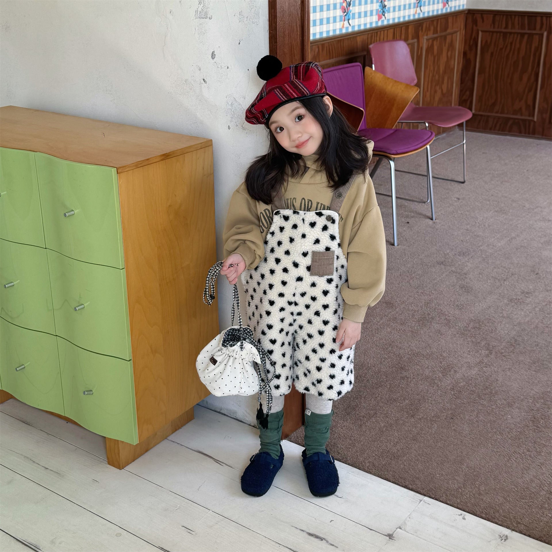 サロペットパンツ・サスペンダーパンツ ハートフリースサロペット ショートサスペンダーパンツ【mh0011923】