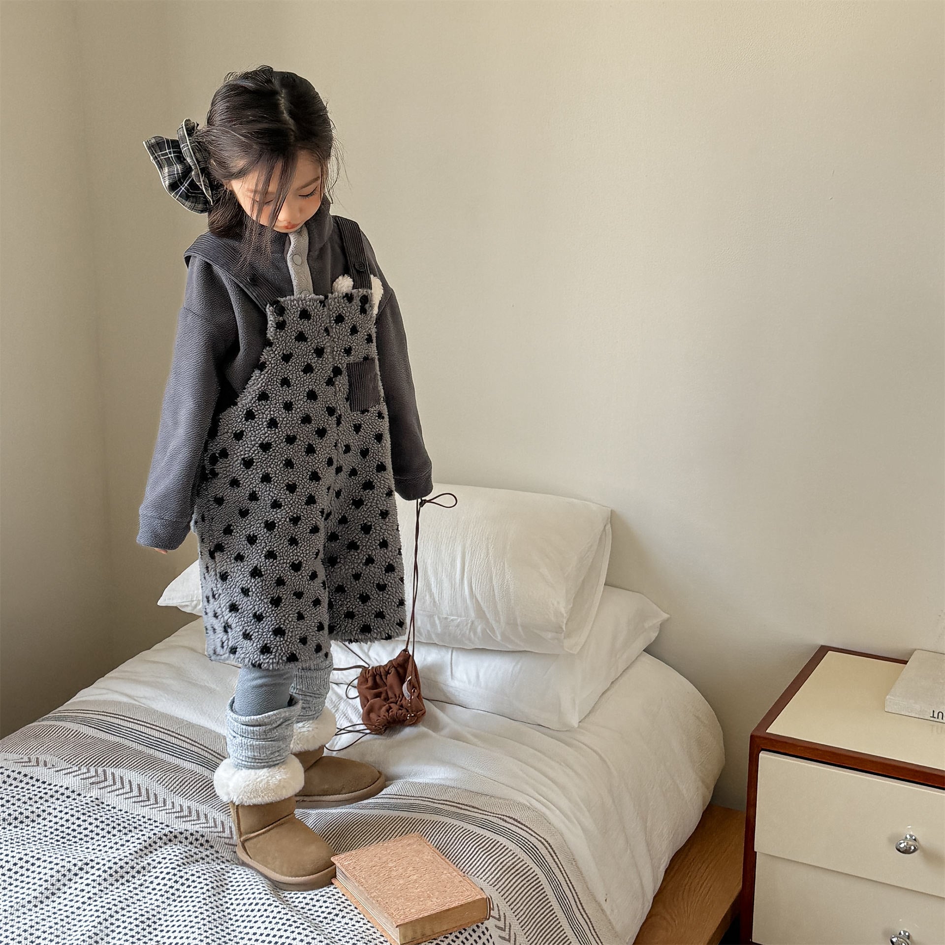 サロペットパンツ・サスペンダーパンツ ハートフリースサロペット ショートサスペンダーパンツ【mh0011923】