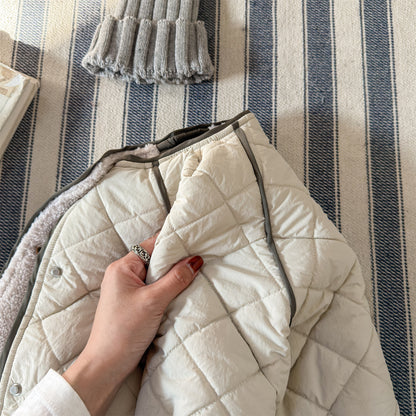 ショートコート・ジャケット・ジャンパー キルトジャケット ノーカラー キルティング アウター【mh0011924】