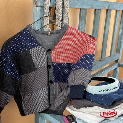 カーディガン・パーカー Multi Color / 80cm Patchwork Jacket Cardigan Top パッチワーク ジャケット カーディガン【mh0012039】