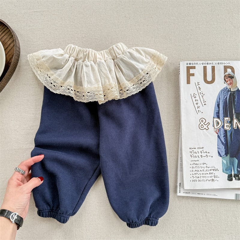 ロングパンツ・スウェットパンツ Navy / 80cm キッズパンツ フラワー小花柄プリントスカートドッキングロングパンツ【mh0008967】