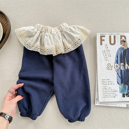 ロングパンツ・スウェットパンツ Navy / 80cm キッズパンツ フラワー小花柄プリントスカートドッキングロングパンツ【mh0008967】