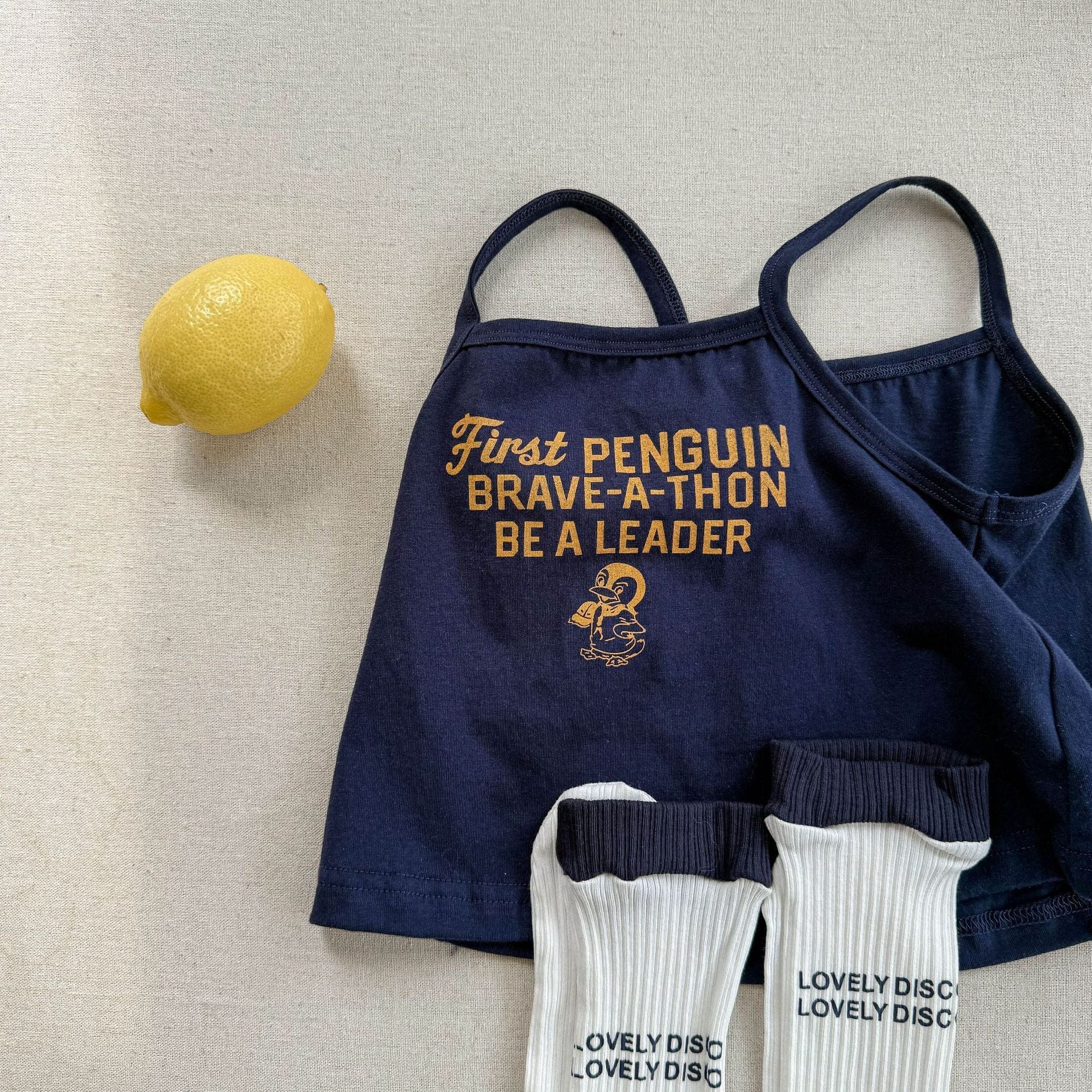 タンクトップ・キャミソール・ノースリーブトップス Navy / 80cm ペンギンレターロゴプリントキャミソールトップス【mh0009380】