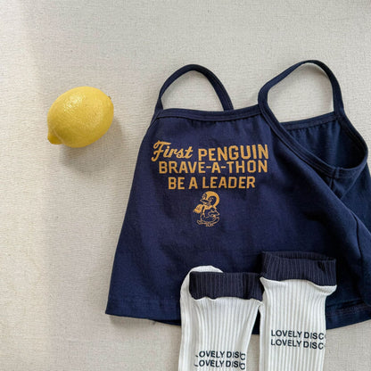 タンクトップ・キャミソール・ノースリーブトップス Navy / 80cm ペンギンレターロゴプリントキャミソールトップス【mh0009380】