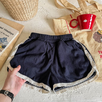 ハーフパンツ・ショートパンツ Navy / 80cm レースバイピングショートパンツ【mh0009386】