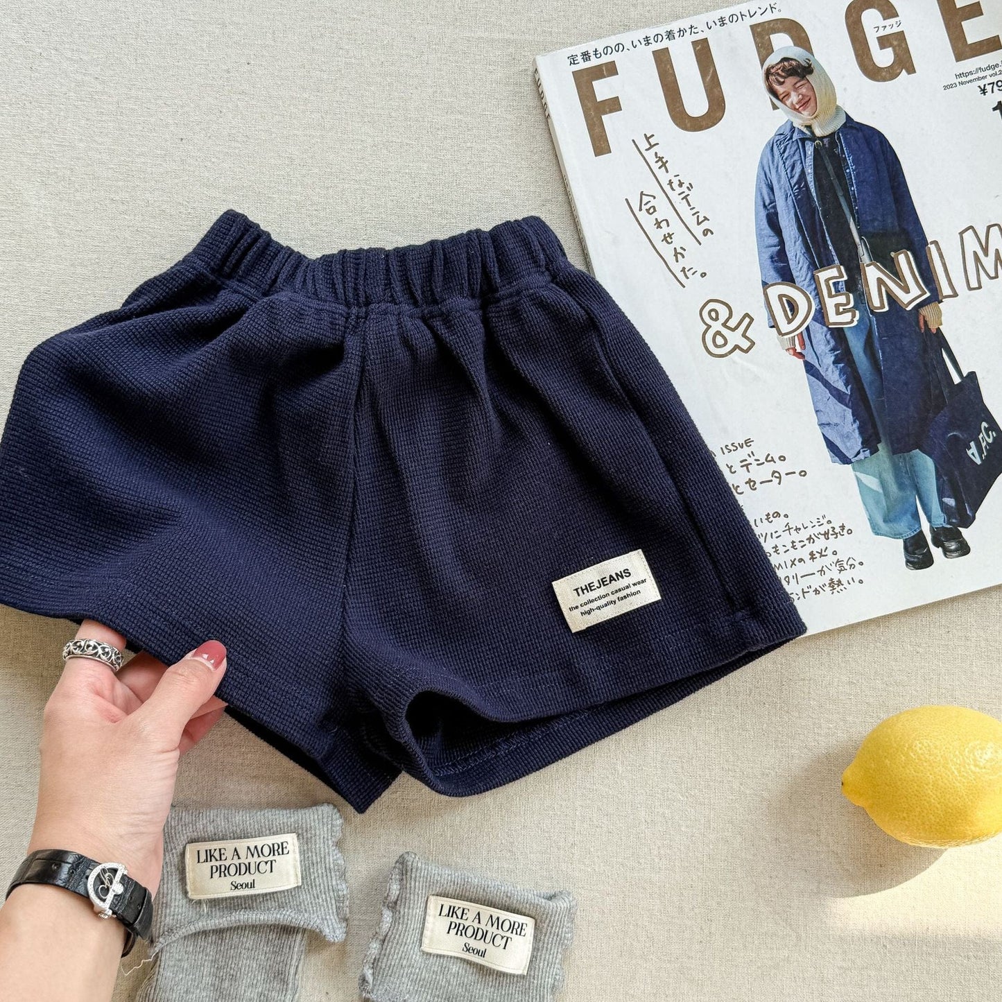 ハーフパンツ・ショートパンツ Navy / 80cm ボーダー/無地デイリーショートパンツ【mh0009400】