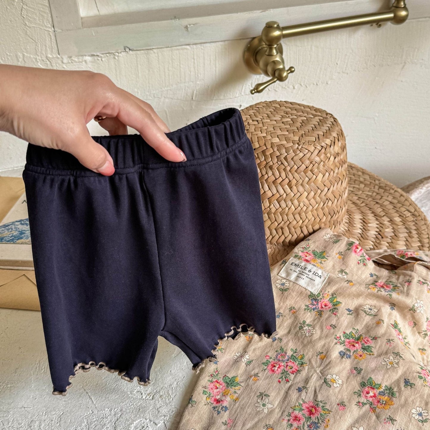 レギンスパンツ Navy / 80cm レースレギンスショートパンツ【mh0009542】