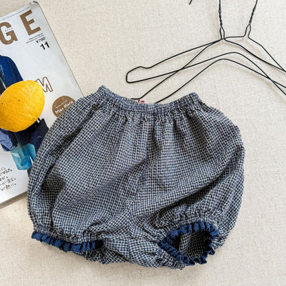 ハーフパンツ・ショートパンツ Navy / 80cm チェックフリルショートバルーンパンツ【mh0010139】