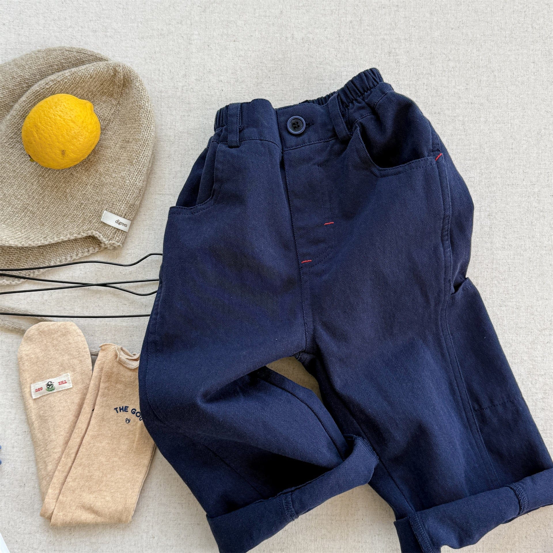 ロングパンツ・スウェットパンツ Navy / 80cm シンプルデイリーワイドルーズロングパンツ【mh0010632】