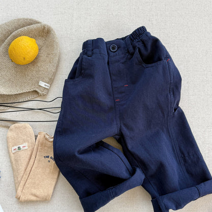 ロングパンツ・スウェットパンツ Navy / 80cm シンプルデイリーワイドルーズロングパンツ【mh0010632】