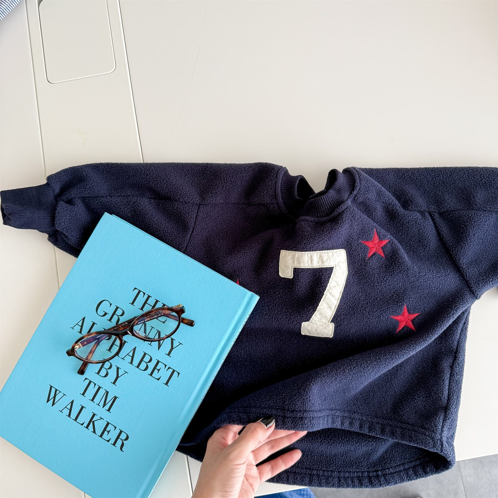 トレーナー・フーディ Navy / 80cm ナンバーワッペン星柄フリーストレーナー【mh0010909】