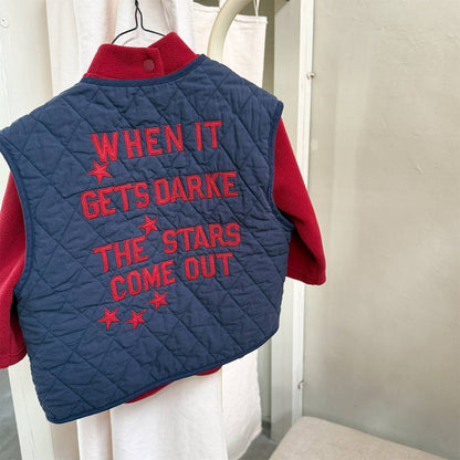 ベスト Navy / 80cm キルティングベスト ノースリーブ 刺繍ロゴ 中綿入り アウター【mh0011411】