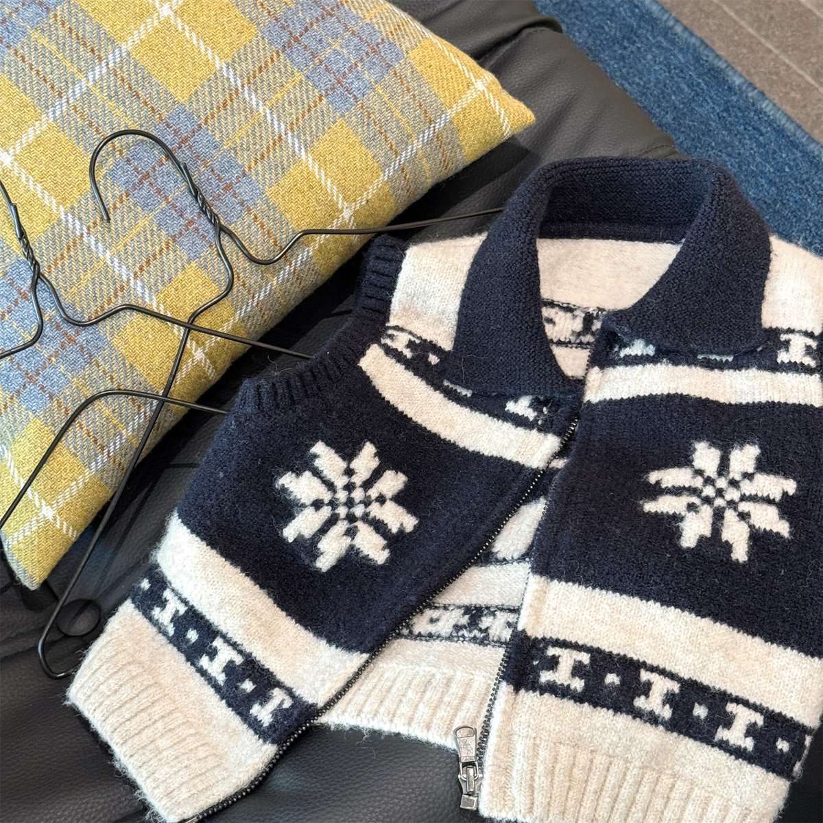 ベスト Navy / 80cm ニットベスト ジップアップ ノルディック柄 ノースリーブ トップス【mh0011429】