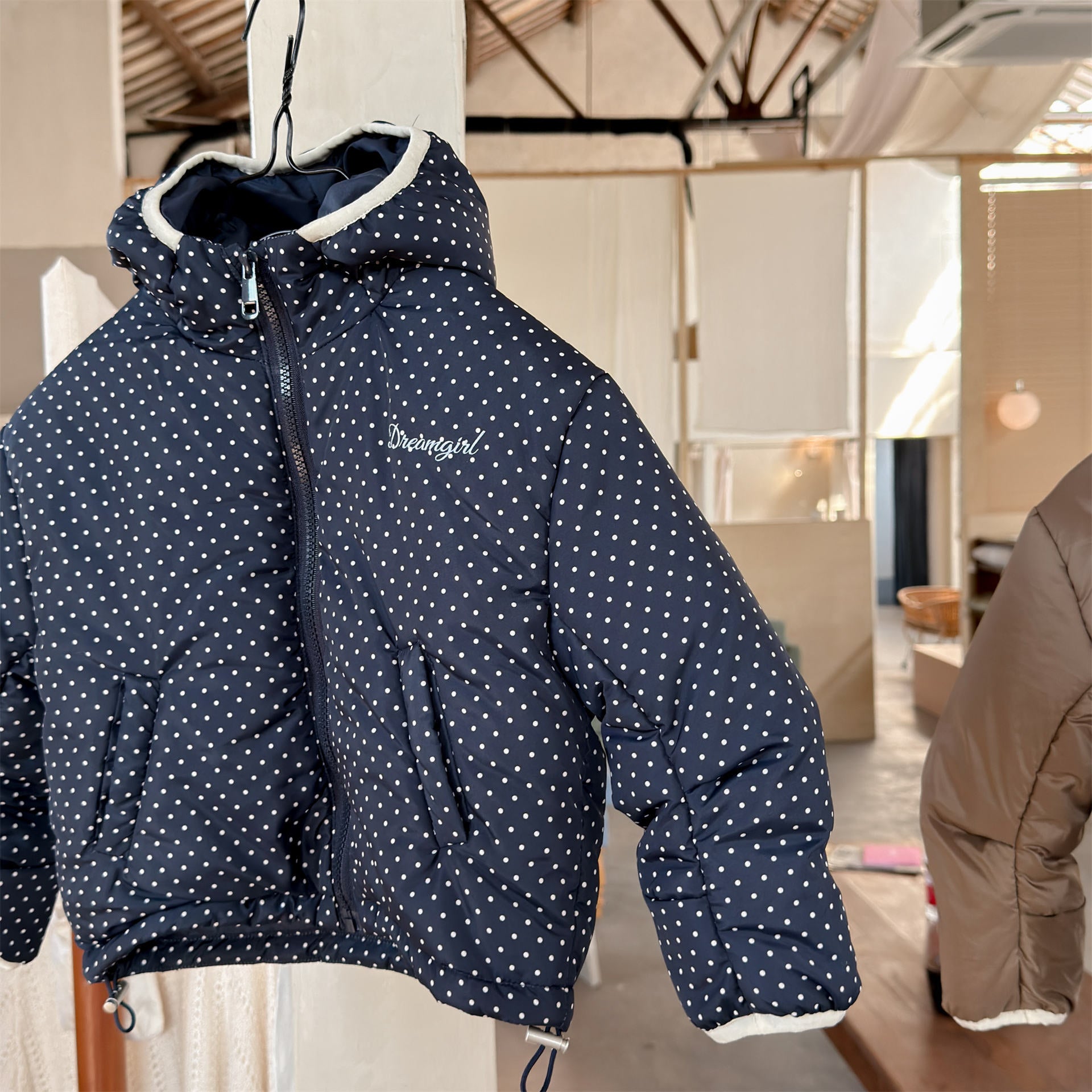 ショートコート・ジャケット・ジャンパー Navy / 80cm 中綿フーディブルゾンジャケット 無地/ドット アウターコート【mh0011915】